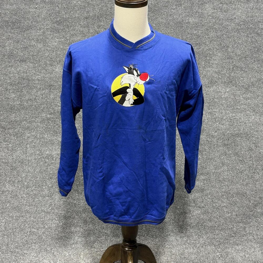 Looney Tunes Sweatshirt Boys XL 18-20 Blue Sylvester Tweety Fleece Pullover